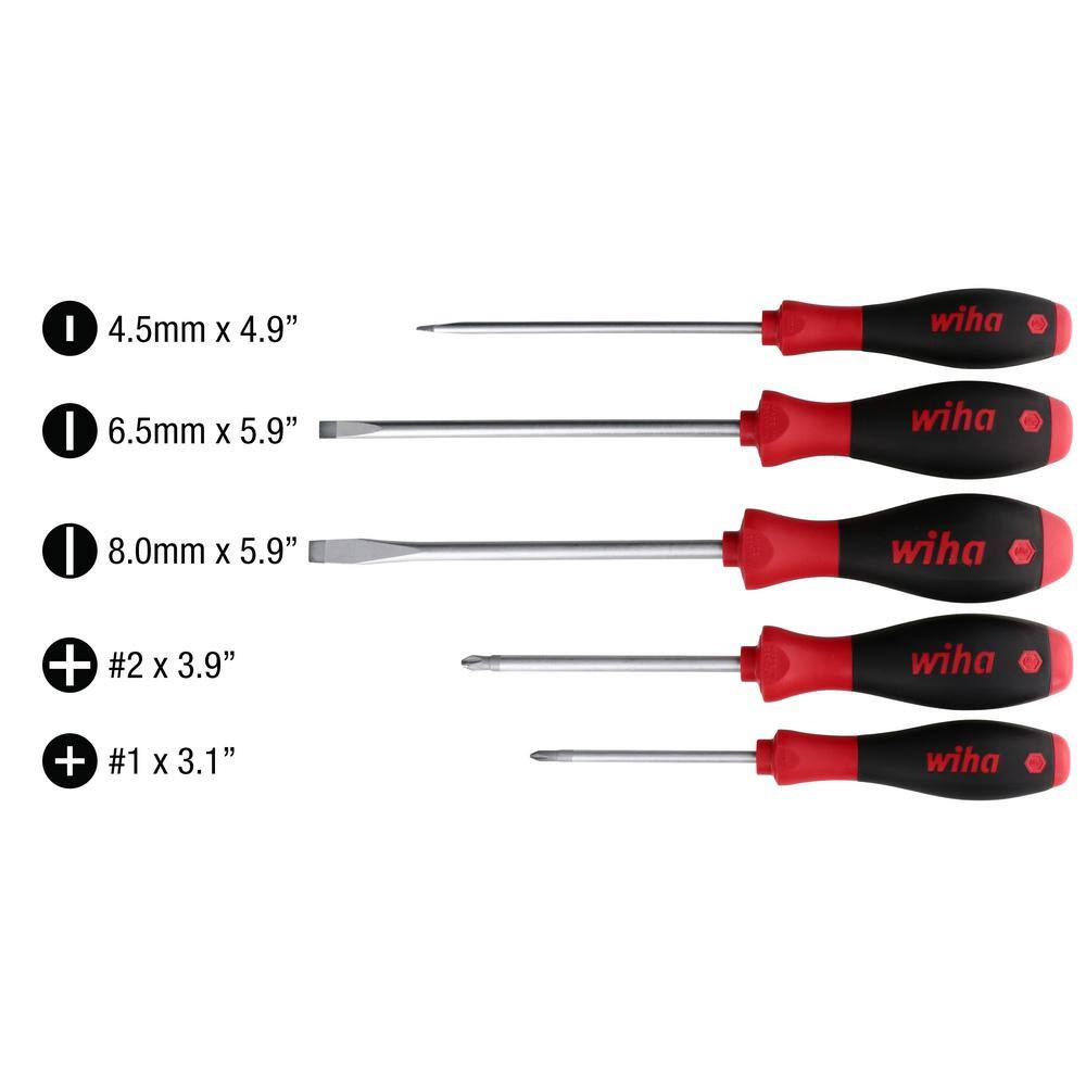 Wiha 5-Piece Soft Slotted and Phillips Screwdriver Set 30277