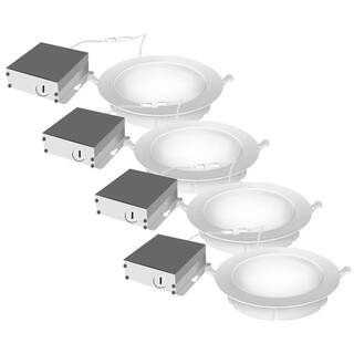 Feit Electric 6 in. 65W Equiv Tunable CCT Canless WiFi Smart Integrated LED Retrofit White Recessed Light Trim Shallow Ceiling(4-Pack) LEDR6XTRGBWCAAG4