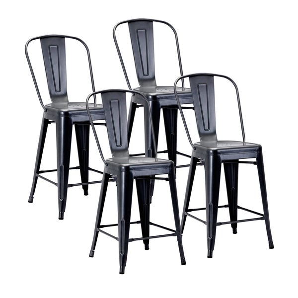 Porthos Home Xan Stackable Metal Counter Stools Set of 4， Electroplated Metal