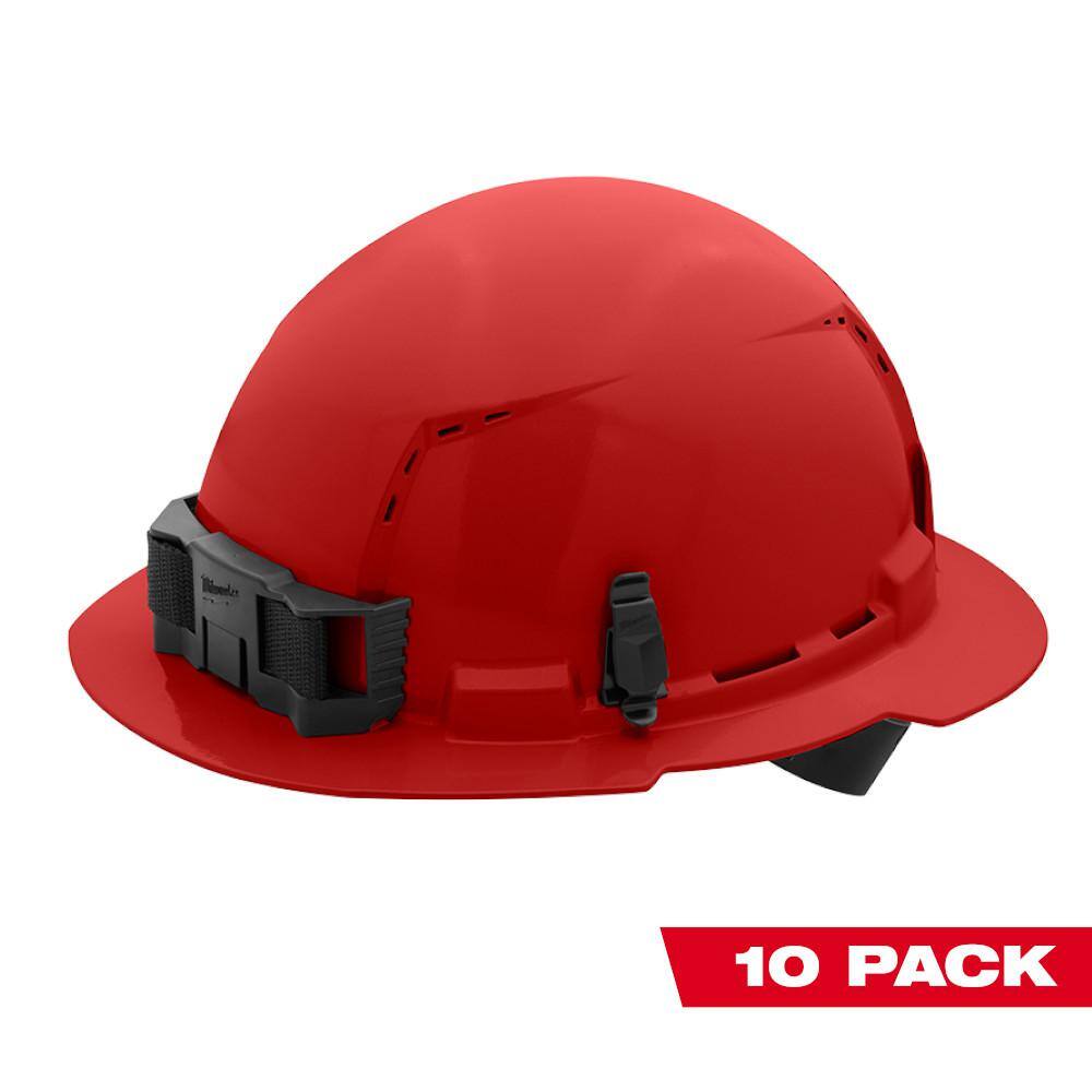 MW BOLT Red Type 1 Class C Full Brim Vented Hard Hat with 4-Point Ratcheting Suspension (10-Pack) 48-73-1209X10