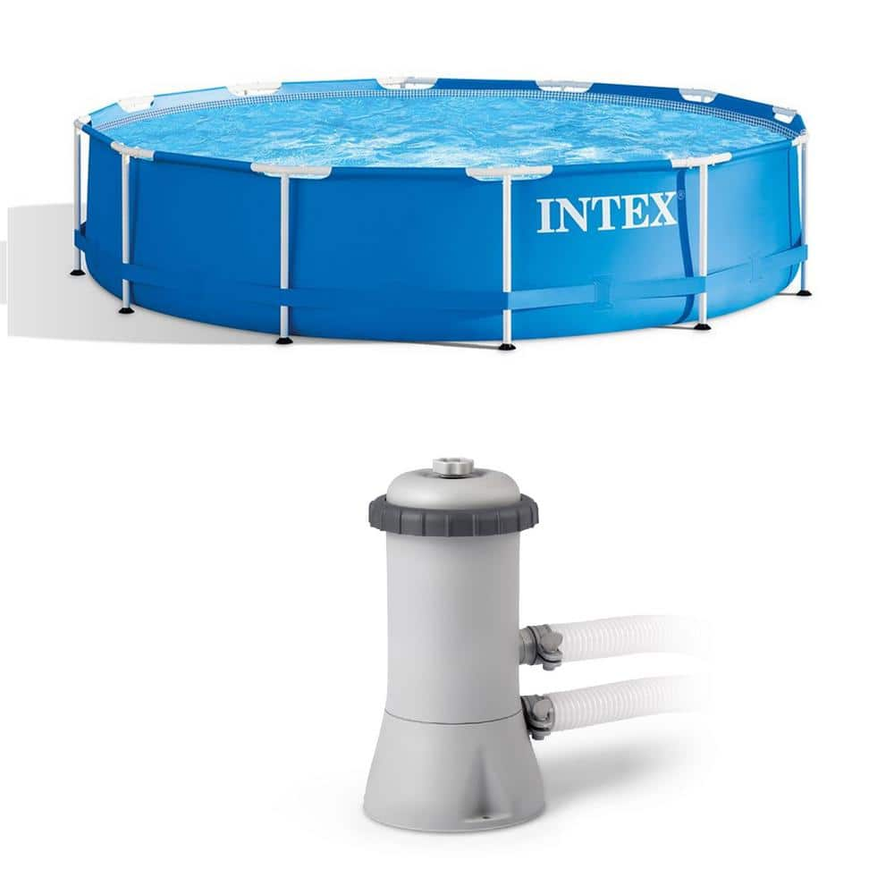 Intex 12 ft. x 30 in. Round Swimming Pool and 530 GPH Pool Cartridge Filter Pump 28210EH + 28603EG