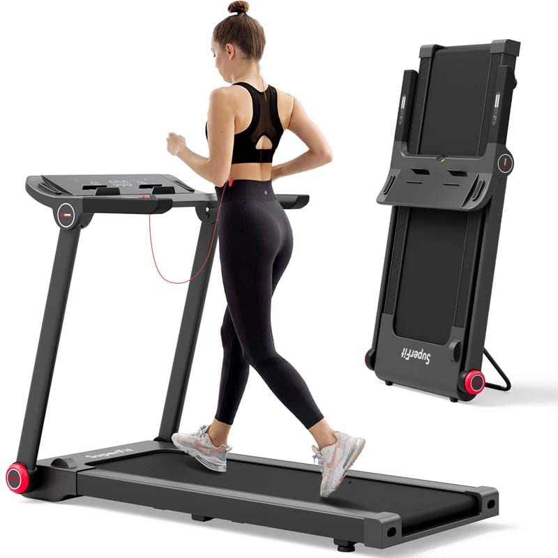 3.75 HP Folding Treadmill Heavy Duty Running Machine with APP Control & No Assembly