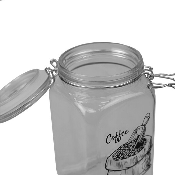 43 oz. Glass Canister with Metal Clasp， Clear