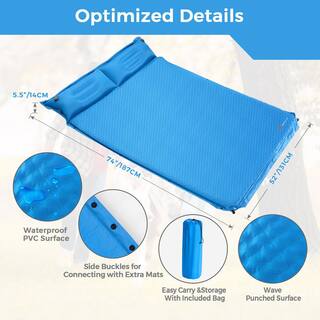 Costway Self-Inflating Camping Mat Outdoor Sleeping Pad with Pillows Bag for Camping OP70722