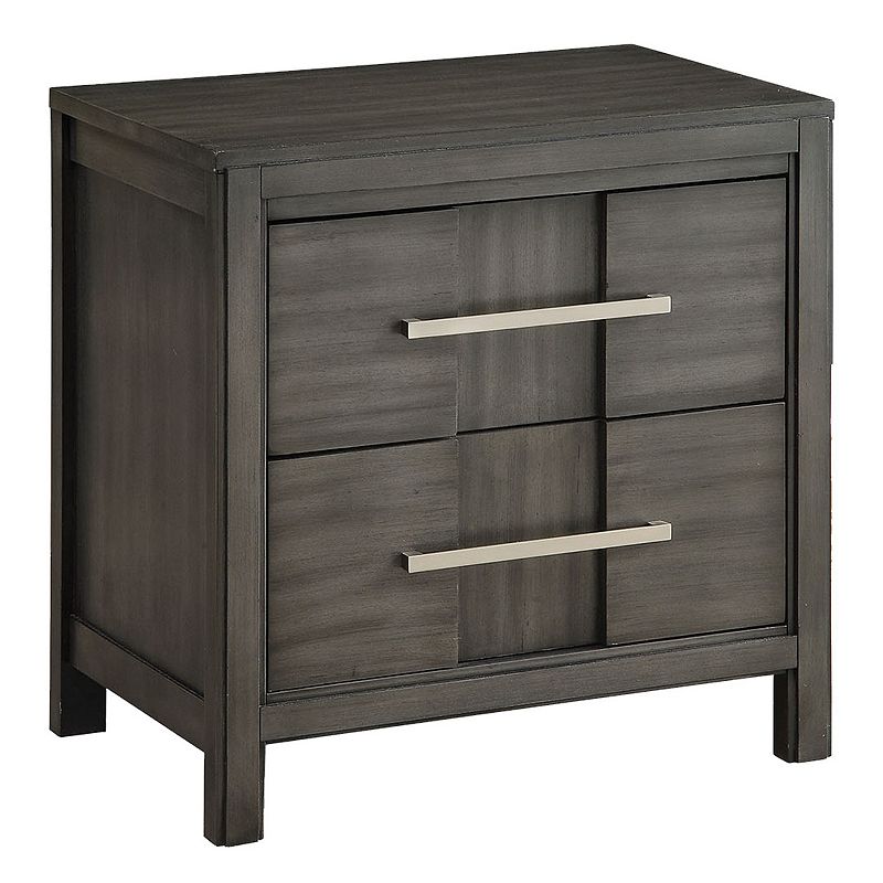 Transitional Solid Wood Night Stand With Two Drawers， Gray