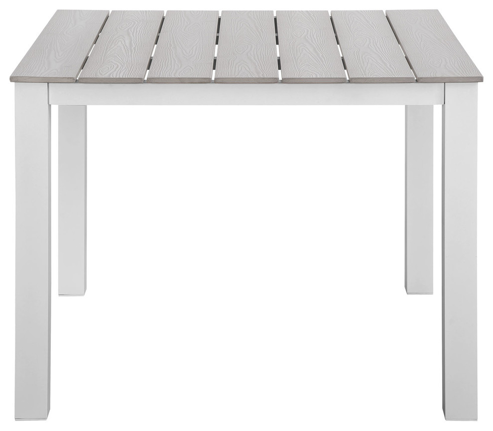 Modern Urban Contemporary Outdoor Patio Dining Table  White Light Gray Steel   Contemporary   Outdoor Dining Tables   by House Bound  Houzz