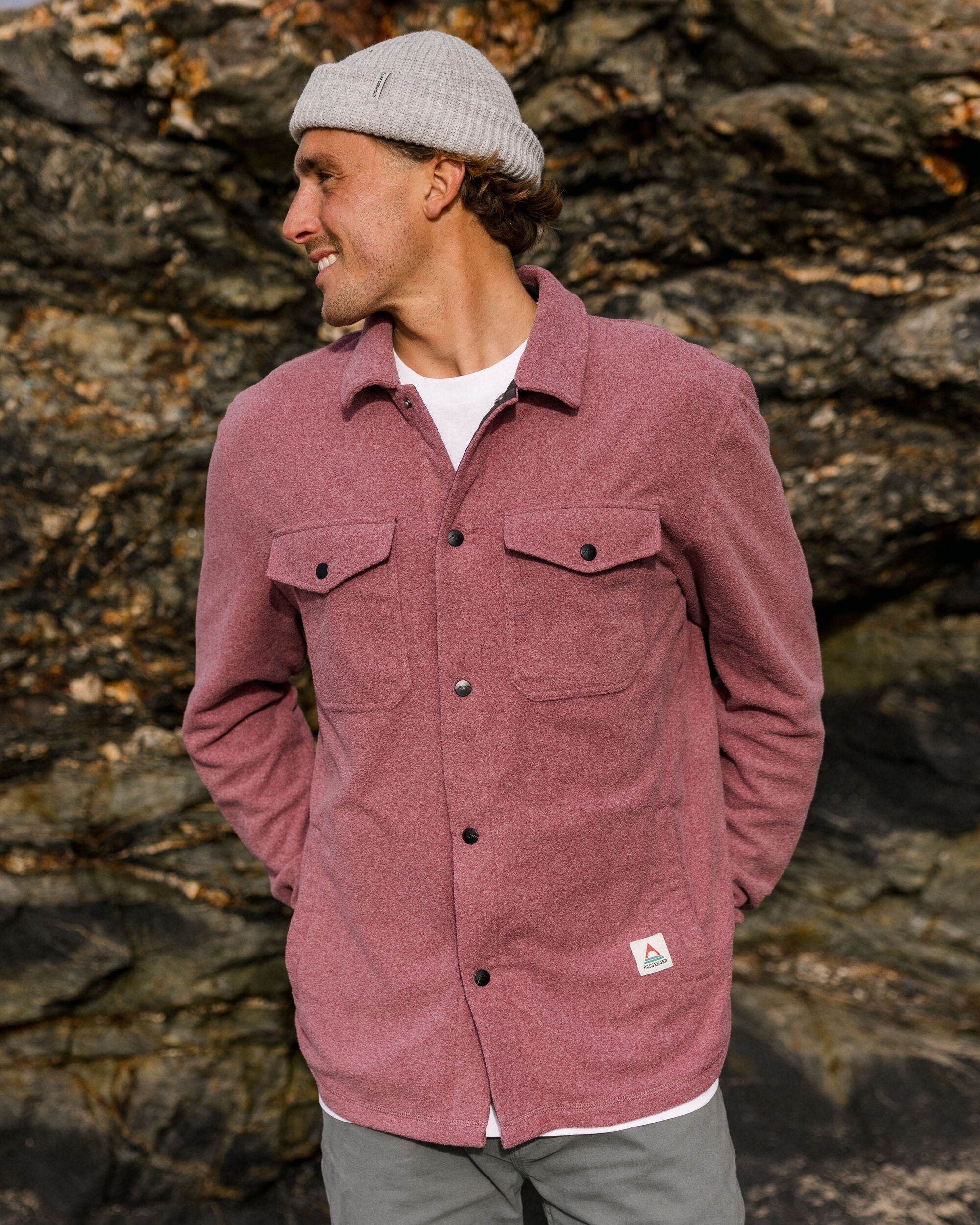 Maple Recycled Polar Fleece Shirt - Wine Marl