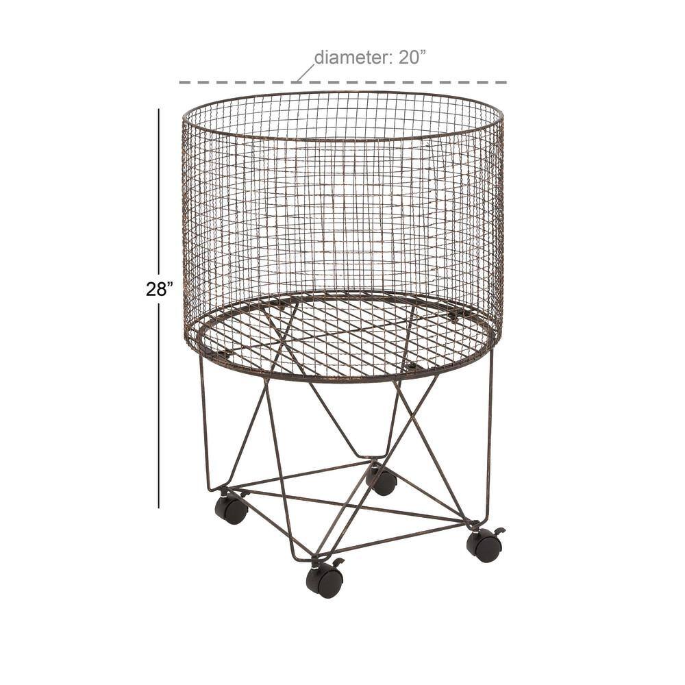 Litton Lane Bronze Deep Set Wire Basket Storage Cart with Wheels 50499