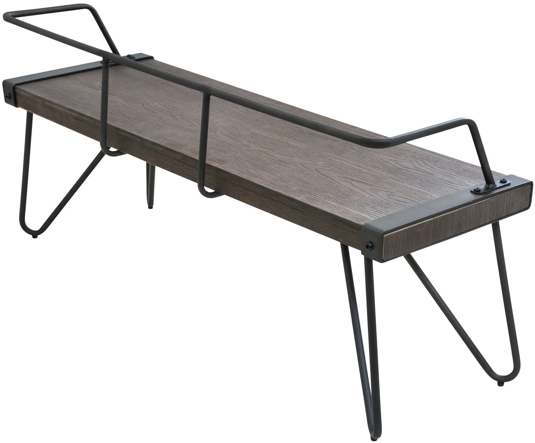 Stefani Industrial Metal and Walnut Wood Bench