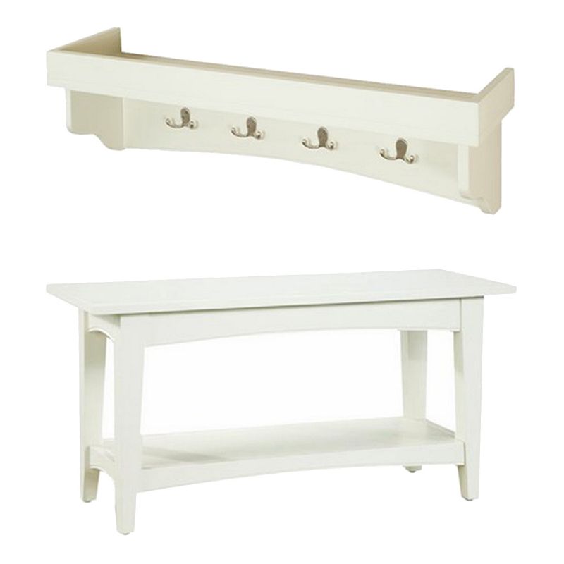 Alaterre Shaker Cottage Neutral Bench and Shelf Coat Hook Set