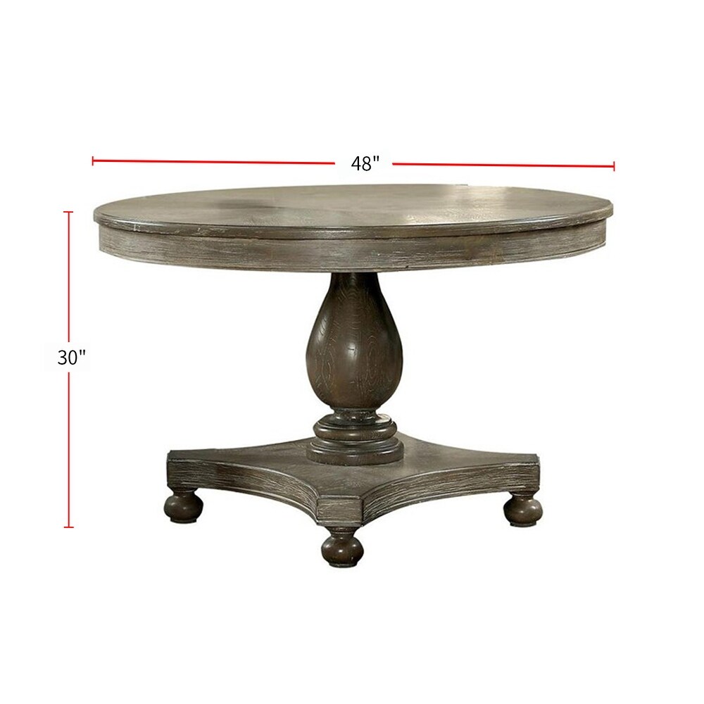 Wooden Round Table in Rustic Dark Oak Finish