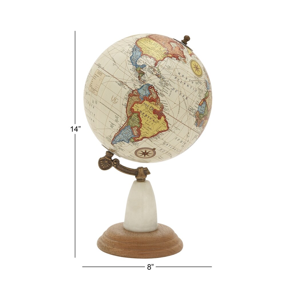 White Mango Wood Contemporary Globe   8 x 8 x 14