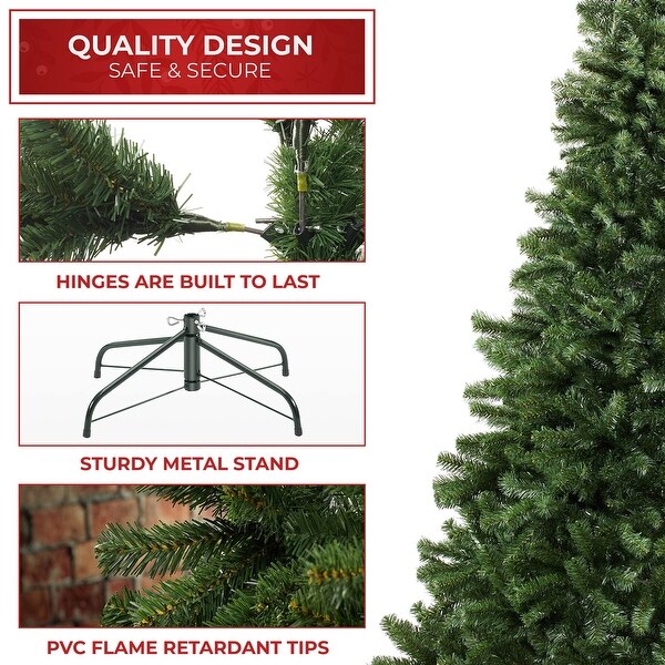 9FT Realistic Green Spruce Artificial Holiday Christmas Tree with Sturdy Metal Stand