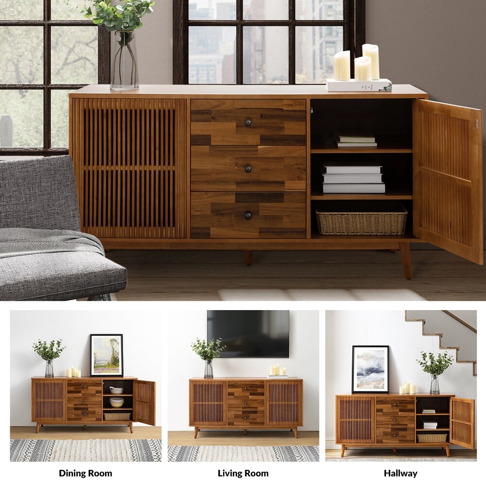 Crrillus Mid century Sideboard with Slatted Doors by HULALA HOME