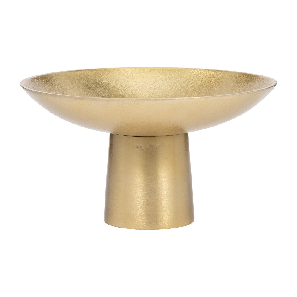 Metal Bowl with Stand Contemporary Gold Aluminum Decorative Bowl Storage for Home or Office Table Accent Entryway