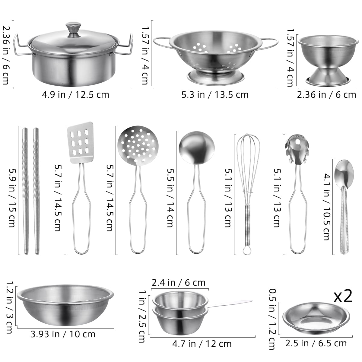 NUOLUX STOBOK 16pcs Play Pots and Pans Kids Toy Set Stainless Steel Anti-fall Cookware Pots and Pans Set Educational Kitchen Cooking Utensils for Toddlers and Children