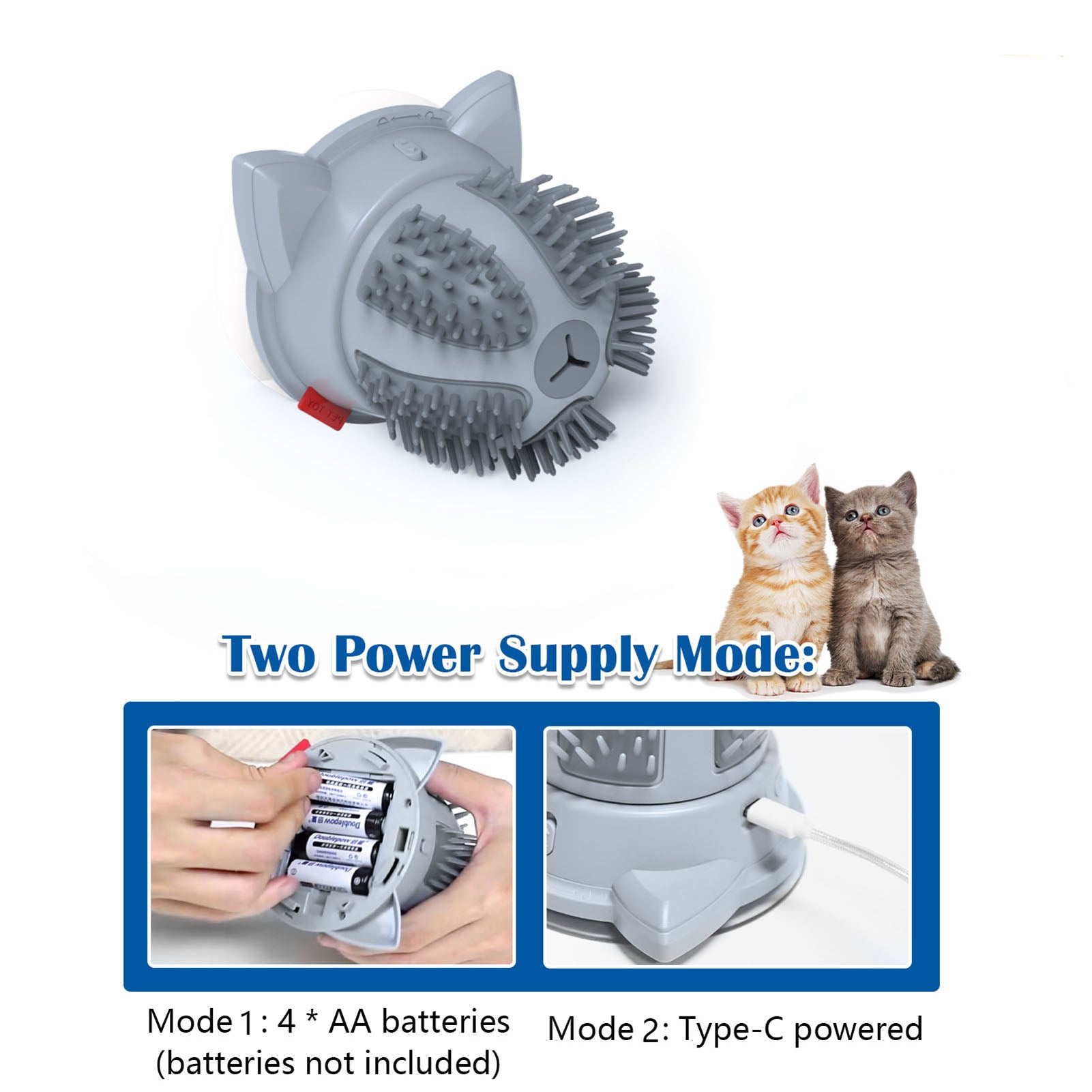 Automatic Cat Self Groomer Smart Cat Massager Self Cleaming Brush Comb 2-Speed Rotating with Color-changing Catnip Cat Interactive