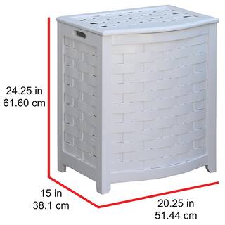 Oceanstar White Bowed Front Veneer Wood Laundry Hamper with Interior Bag BHV0100W