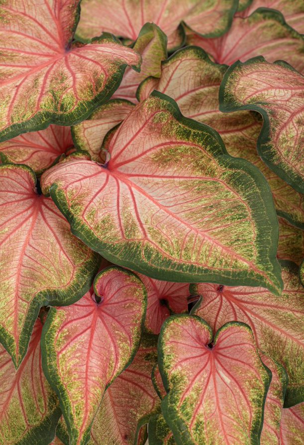 4.5 in. Quart Heart to Heart Chinook (Caladium) Live Plant， Orange Foliage