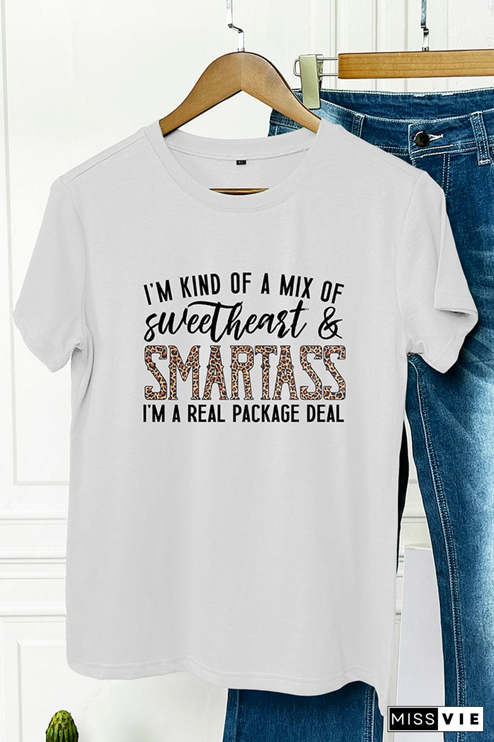 Sweetheart & Smartass Leopard Graphic Tee Wholesale