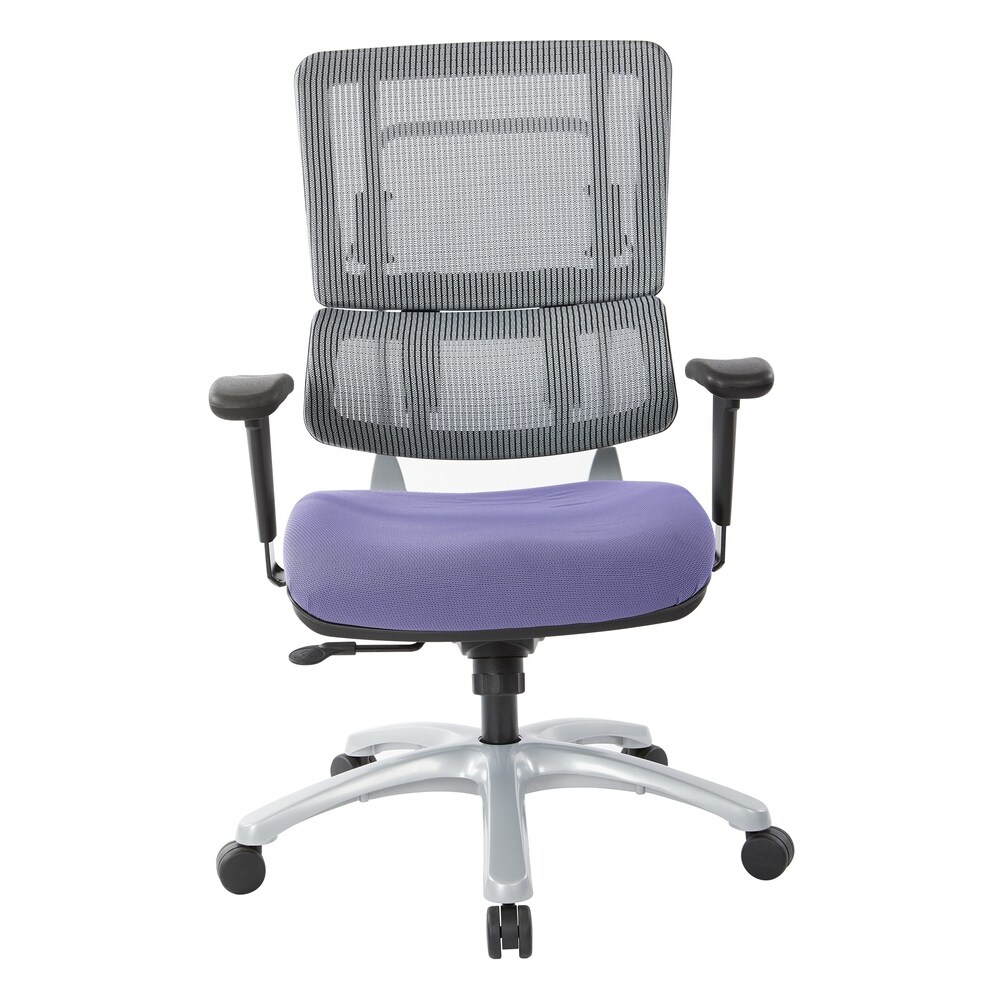 Upholstered Vertical Grey Mesh Chair with Silver Base