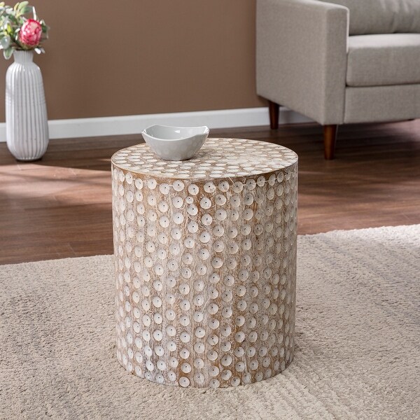 SEI Furniture Calahan Eclectic White Wood Side Table