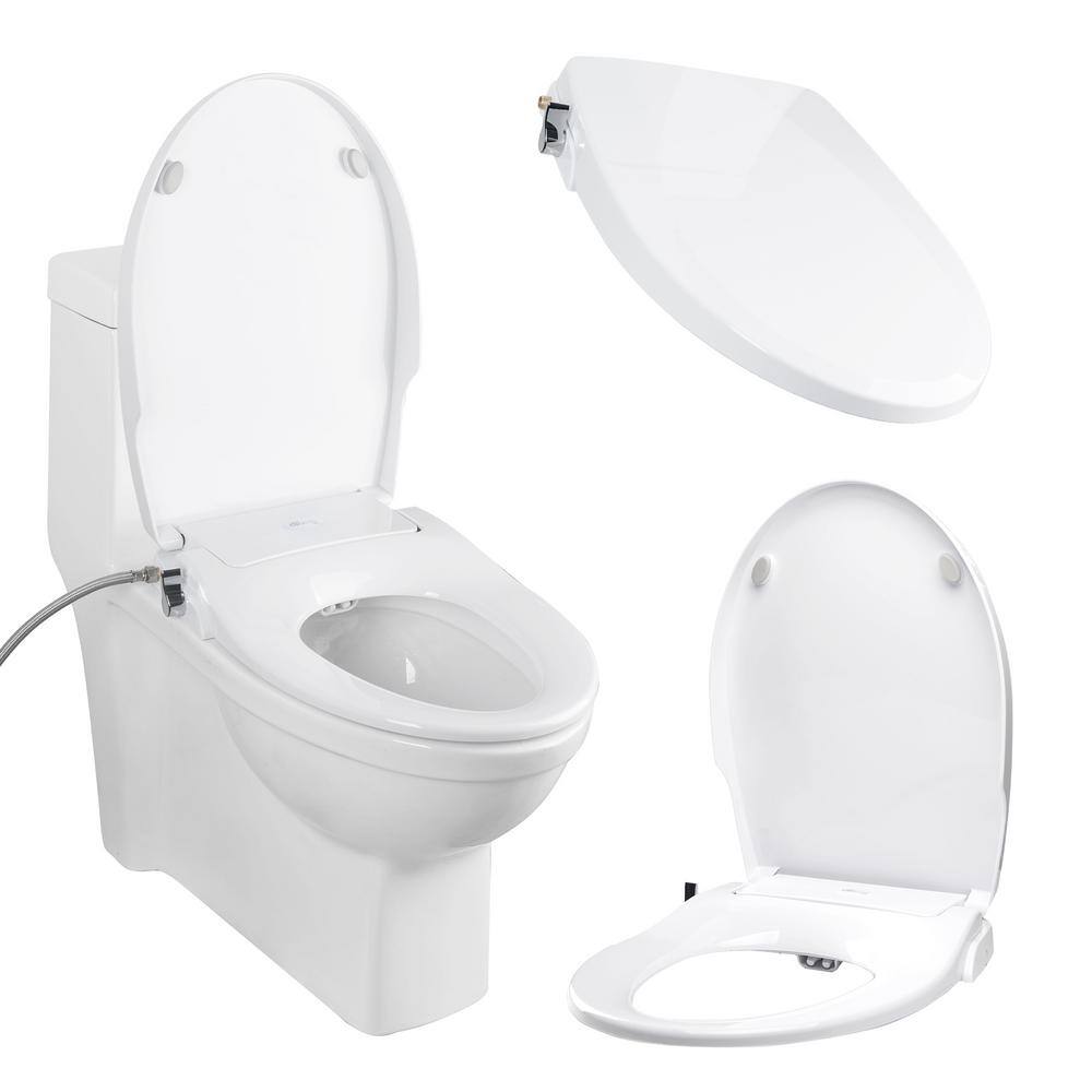 BIO BIDET Slim Zero Non-Electric Bidet Seat for Elongated Toilets in White Slim Zero