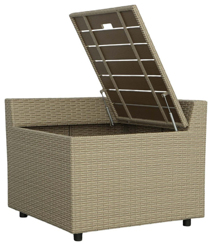 Shelter Island Corner Storage Table  Woven Khaki/Brown   Tropical   Outdoor Side Tables   by Progressive Furniture  Houzz