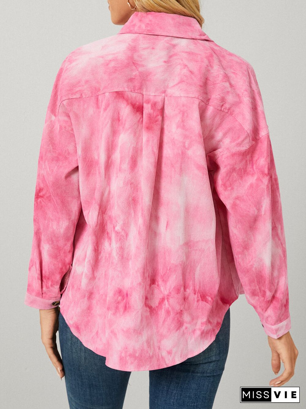 Tie Dye Corduroy Button Long Sleeve Lapel Jacket