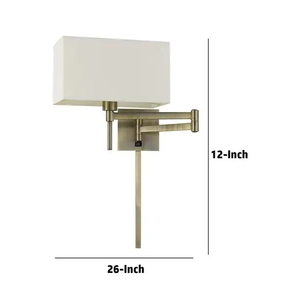 Nash 26 Inch Wall Lamp， Hardback Beige Fabric Shade， Brass C