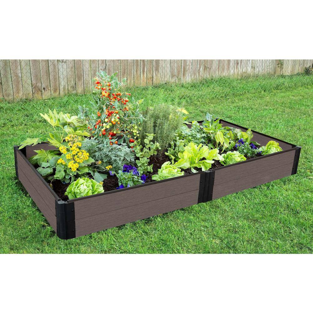 Frame It All One Inch Series 4 ft. x 8 ft. x 11 in. Weathered Wood Composite Raised Garden Bed 300001423