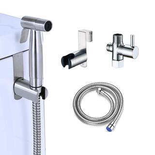 GIVING TREE Modern Single Handle Bidet Faucet with Bidet Sprayer for Toilet with Flexible Bidet Hose in Silver XLHDDOTU0111