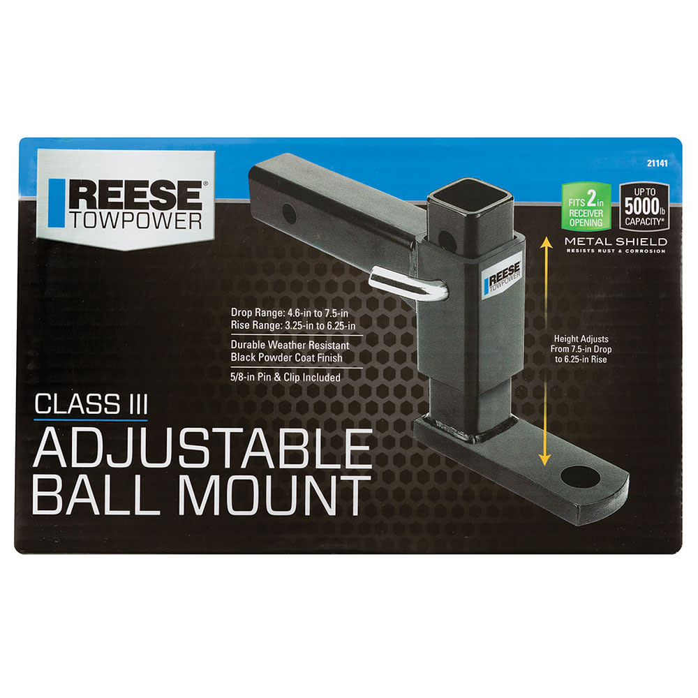 Reese 10.5 5000 lbs Black Adjustable Trailer Hitch Ball Mount ;