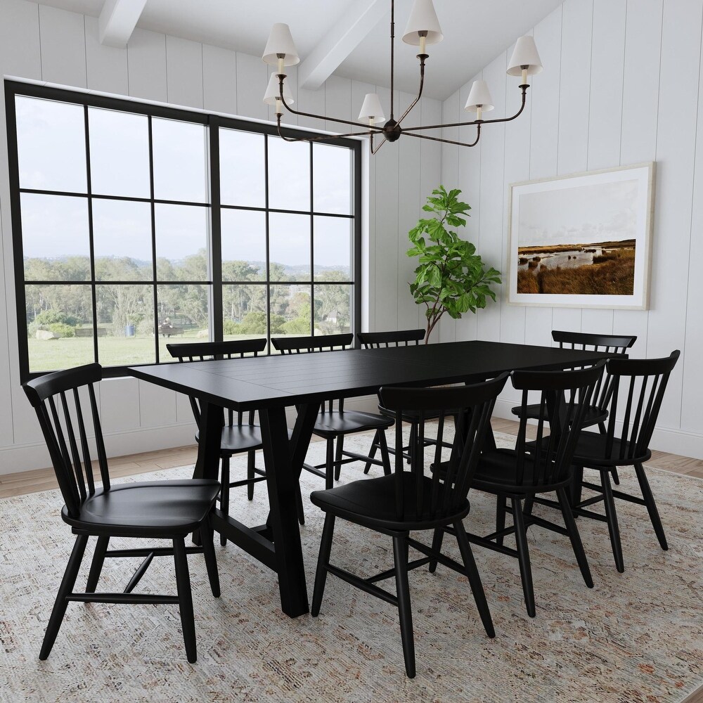 Trestle Black Wood Dining Table   82\