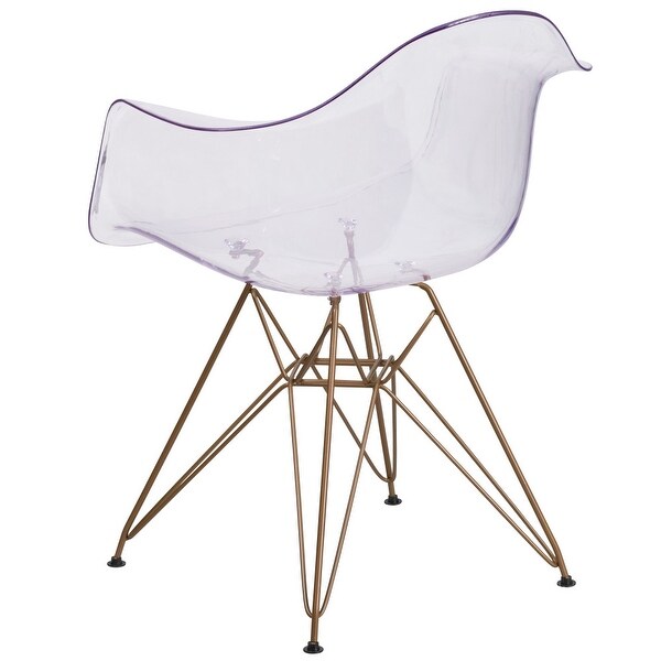 Transparent Side Chair with Arms and Gold Base - Accent and Side Chair