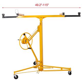 Tidoin 11 ft. Yellow Drywall Lift Panel Lift Drywall Panel Hoist Jack Lifter V-XY-014