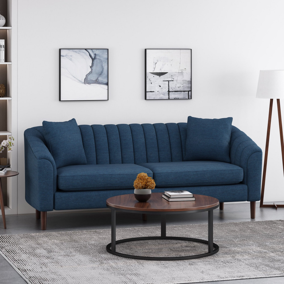 Contemporary Sofa  Cushioned Seat  ampRounded Back With Channel Tufting   Midcentury   Sofas   by Decorn  Houzz