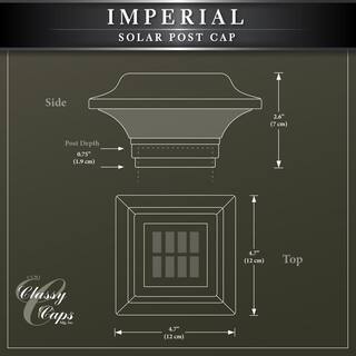 CLASSY CAPS Imperial 2.5 in. x 2.5 in. Outdoor Black Cast Aluminum LED Solar Post Cap (2-Pack) SLO82B