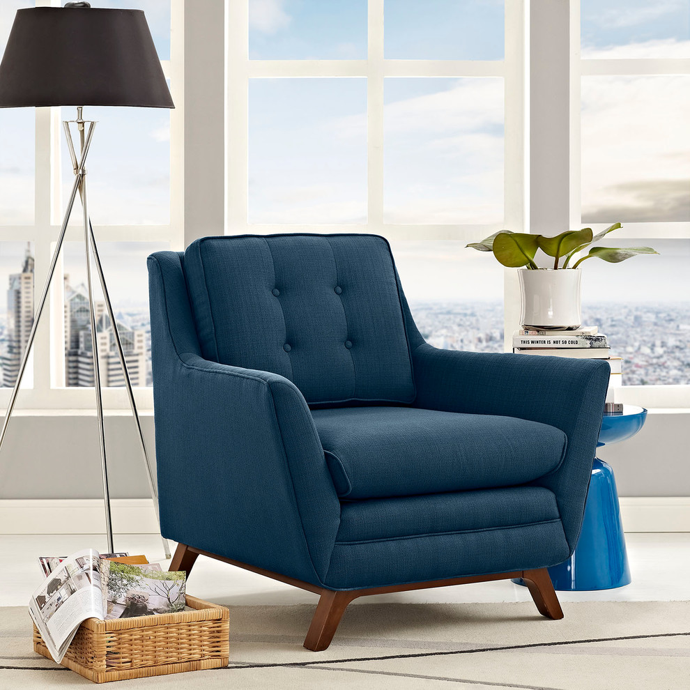 Modern Contemporary Fabric Armchair   Navy  Fabric   Armchairs And Accent Chairs   by House Bound  Houzz