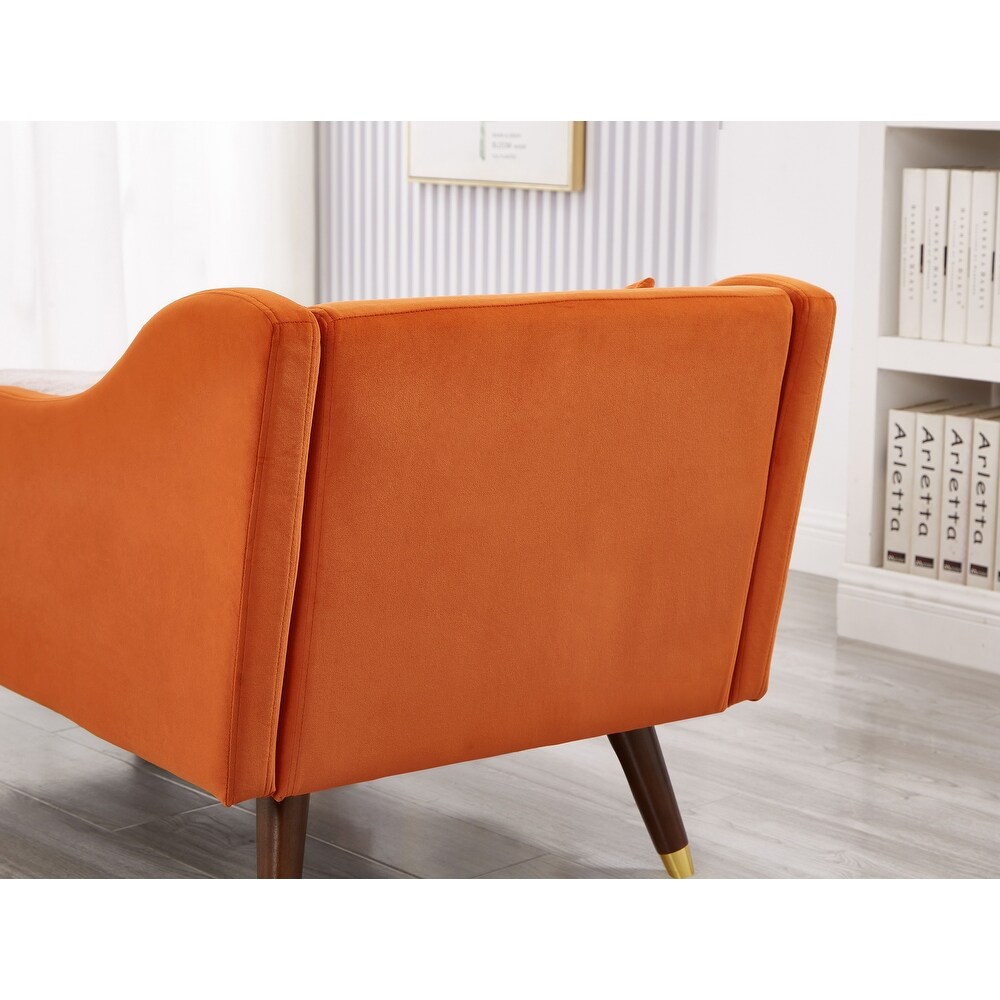 Modern Chaise Lounge Chair Velvet Upholstery