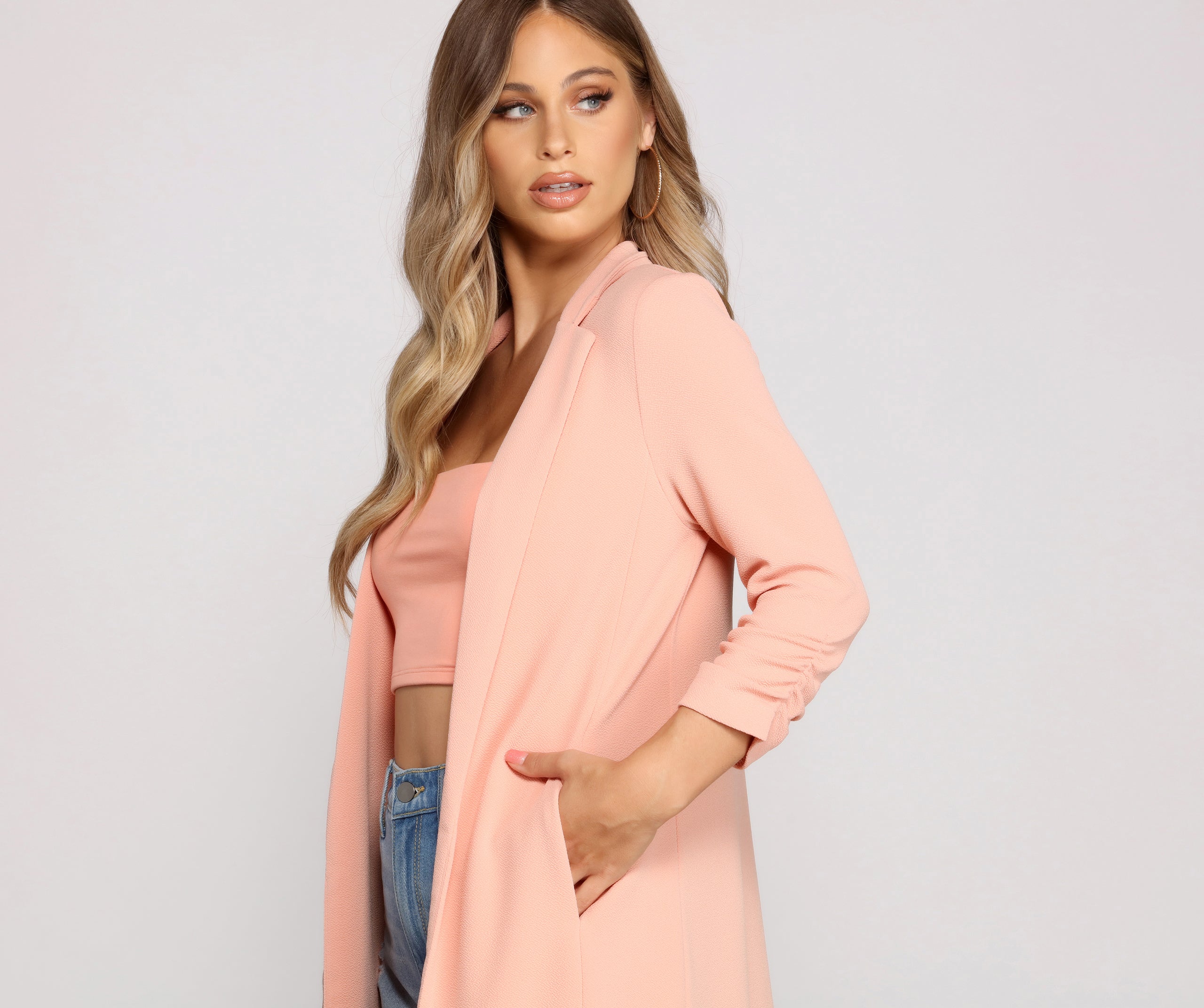 Stylish Sophistication Crepe Trench Coat