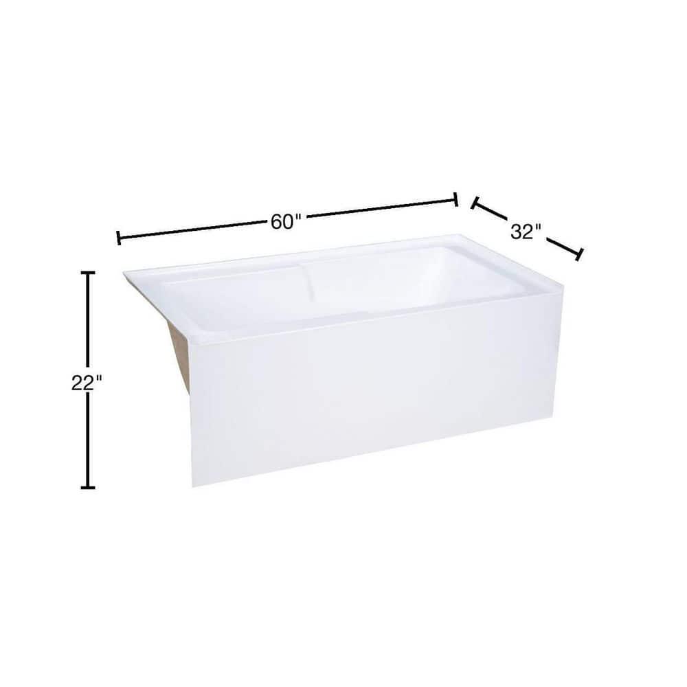 Swiss Madison Voltaire 60 in x 32 in Acrylic White Alcove Integral Armrest LeftHand Drain Apron Rectangular Bathtub in white