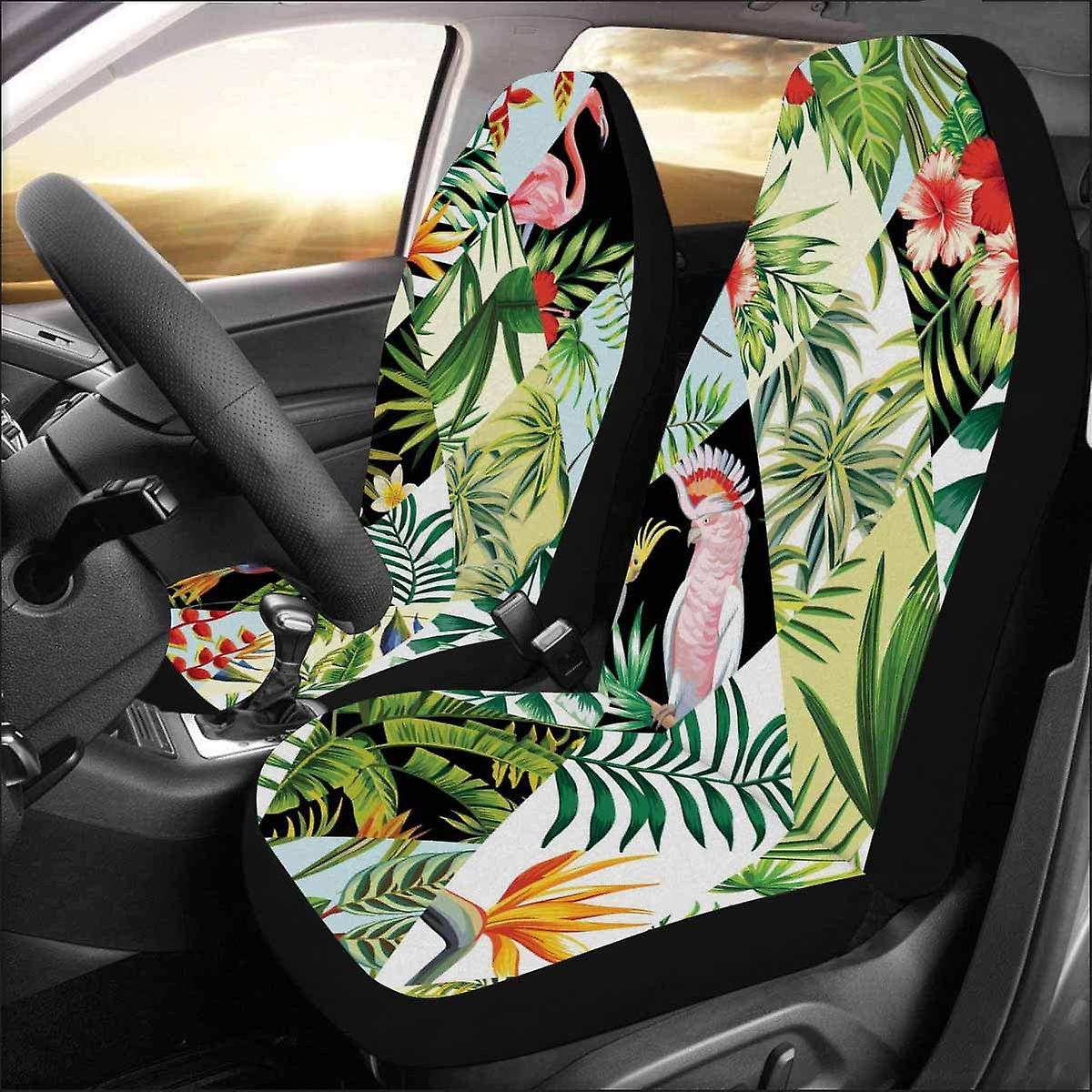 Set Of 2 Car Seat Covers Parrot Leaves Universal Auto Front Seats Protector Fits For Car，suv Sedan，truck D 74250