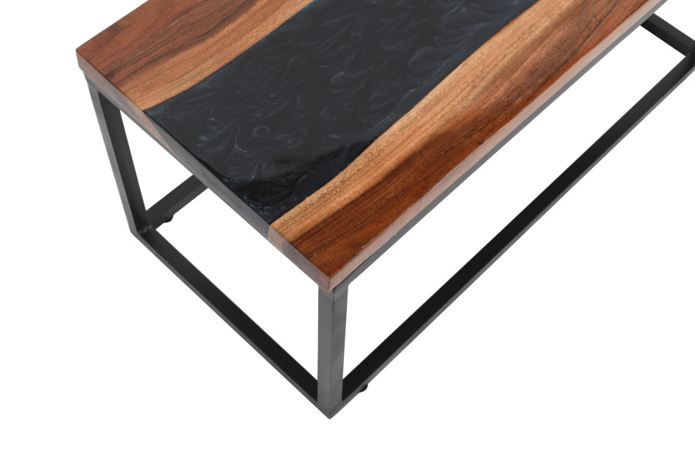 Iron Acacia Epoxy Top Coffee Table   Industrial   Coffee Tables   by SeventhStaRetail  Houzz