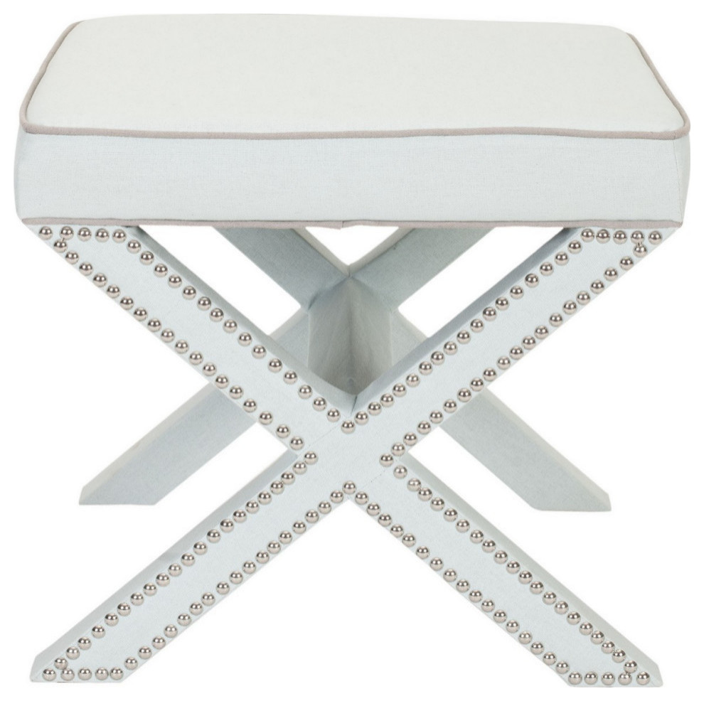 Arnold Ottoman  Silver Nail Heads Robins Egg Blue   Transitional   Footstools And Ottomans   by Rustic Home Furniture Deco  Houzz