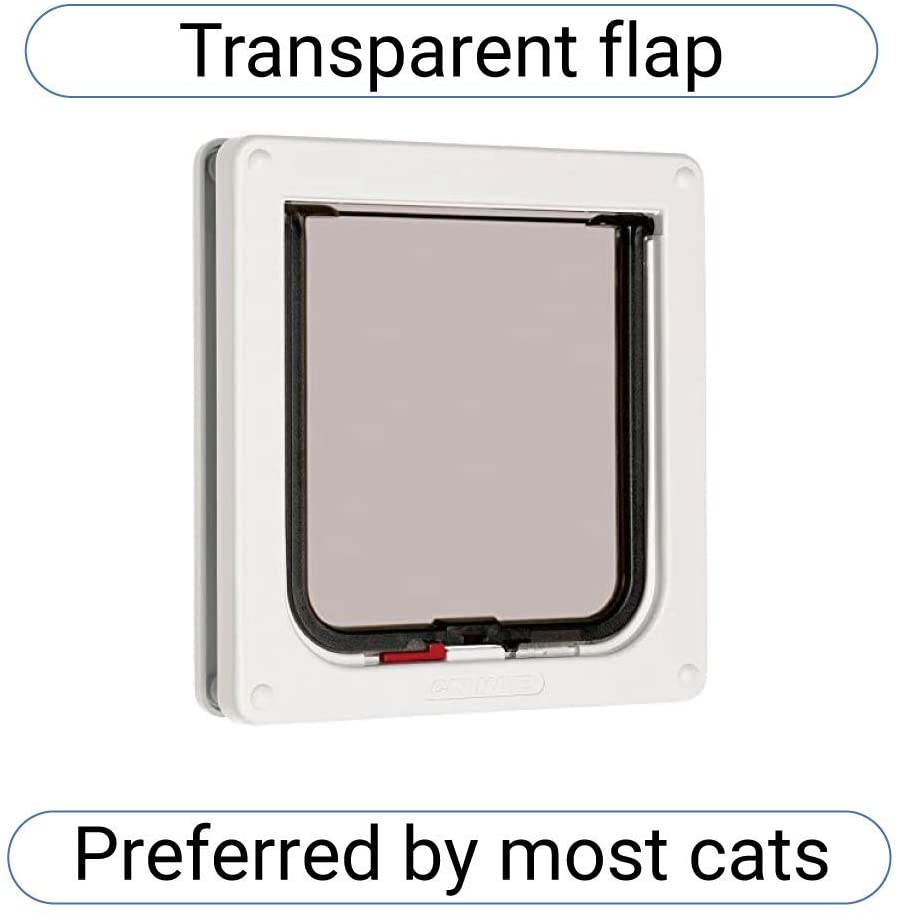 Cat Mate Lockable Cat Flap with Transparent Flap and Magnetic Catch-White