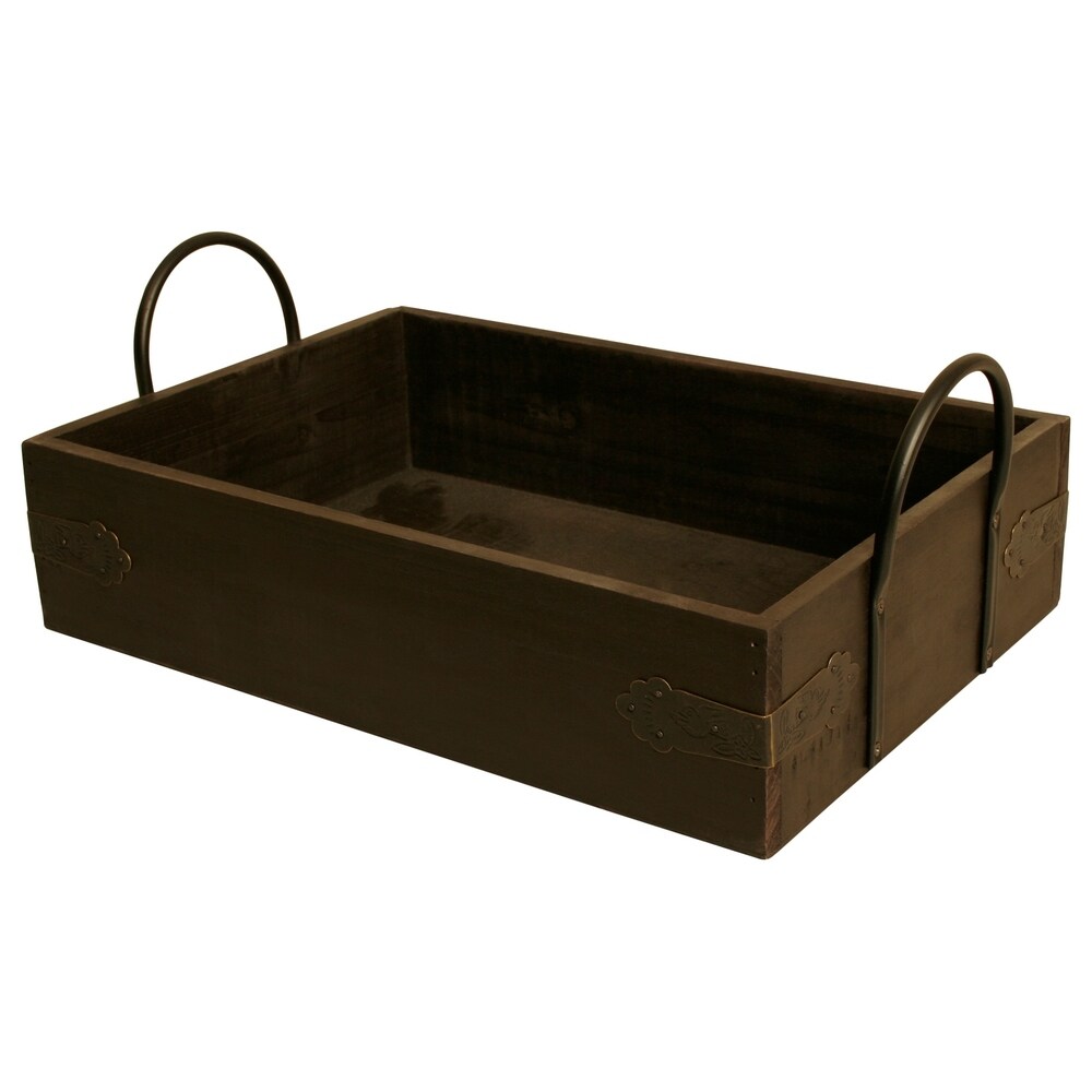 Wald Imports Brown Wood Decorative Tray