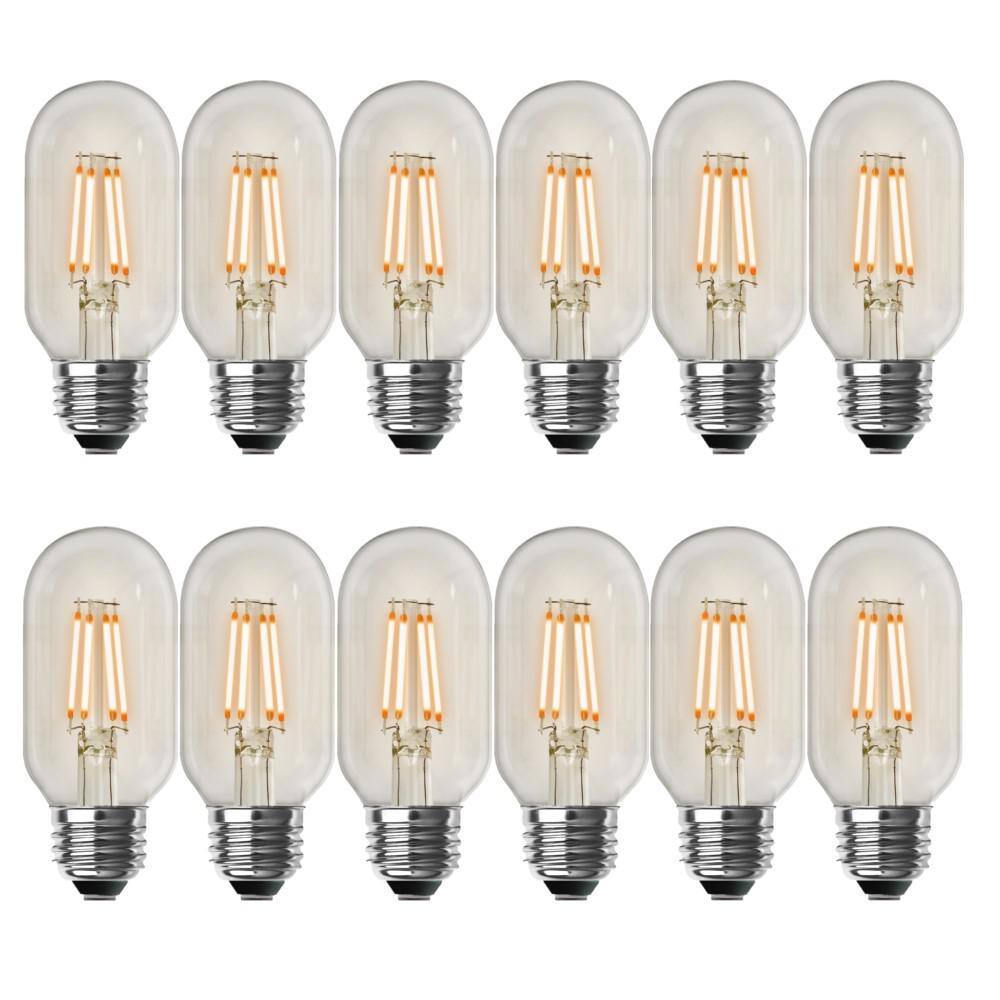 Feit Electric 40-Watt Equivalent T14 Dimmable Straight Filament Clear Glass Vintage Edison LED Light Bulb Soft White (12-Pack) T1440927CAHDRP43