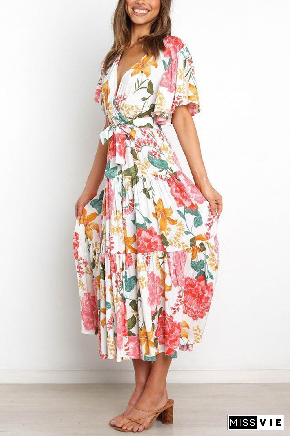 Sunshine Grace Floral Midi Dress