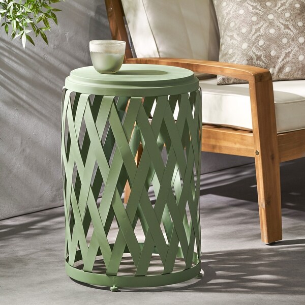 Selen Outdoor Modern 14 Inch Iron Side Table by Christopher Knight Home